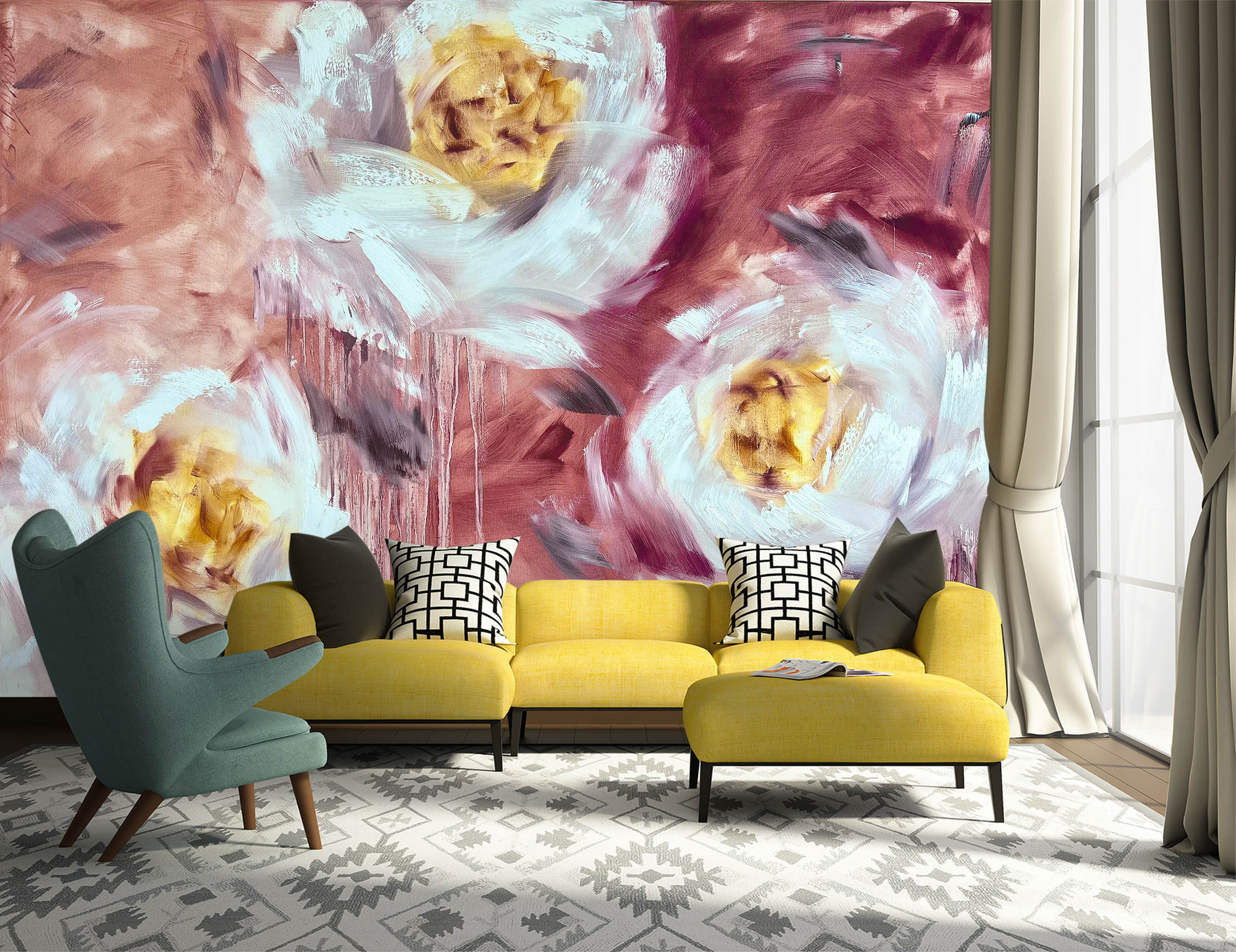 3D White Flower 3005 Skromova Marina Wall Mural Wall Murals