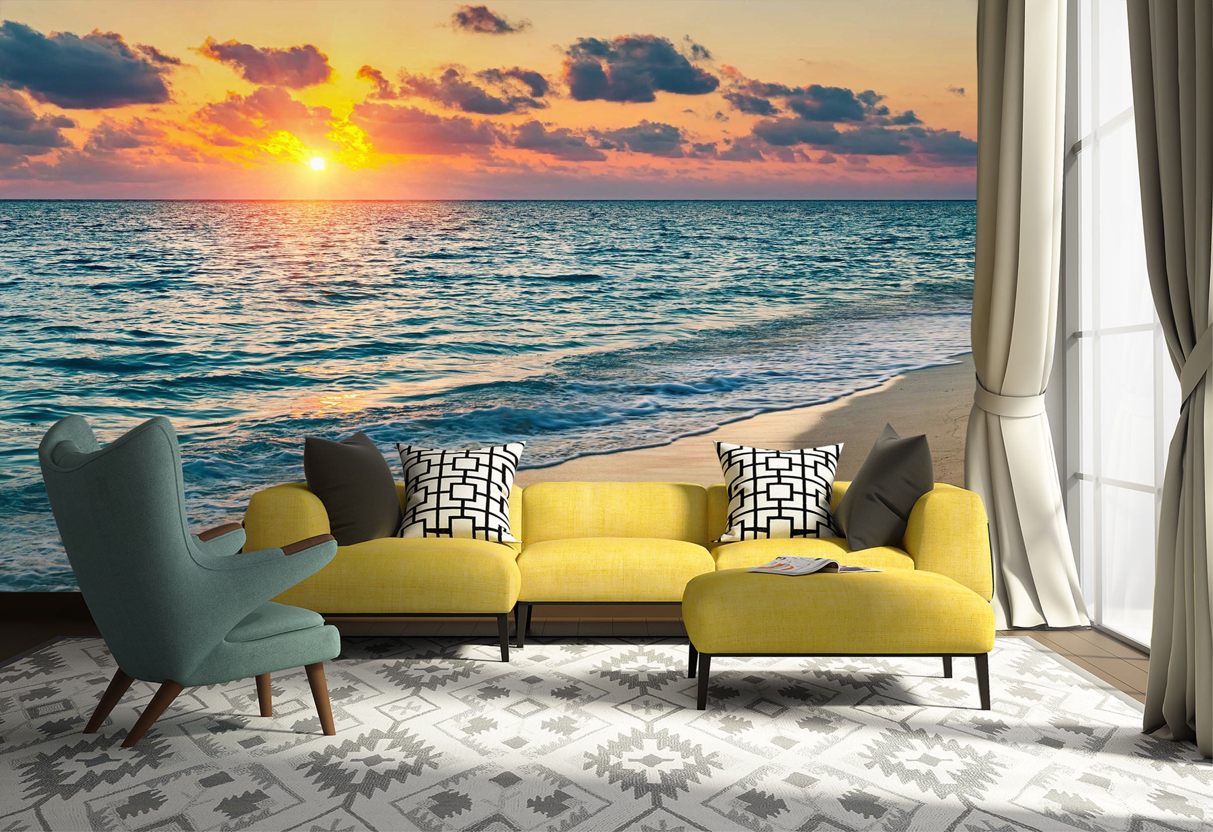 3D Sea Beach 1020 Wall Murals