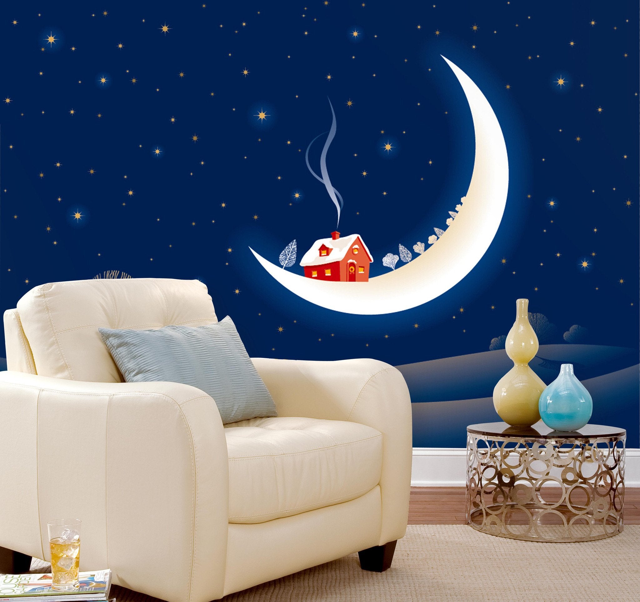 3D Christmas Moon Hut 638 Wallpaper AJ Wallpaper 