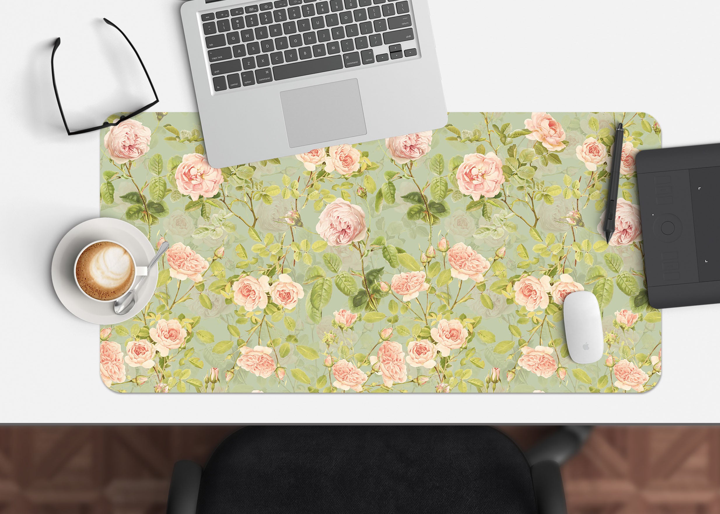 3D Pink Rose Pattern 120186 Uta Naumann Desk Mat