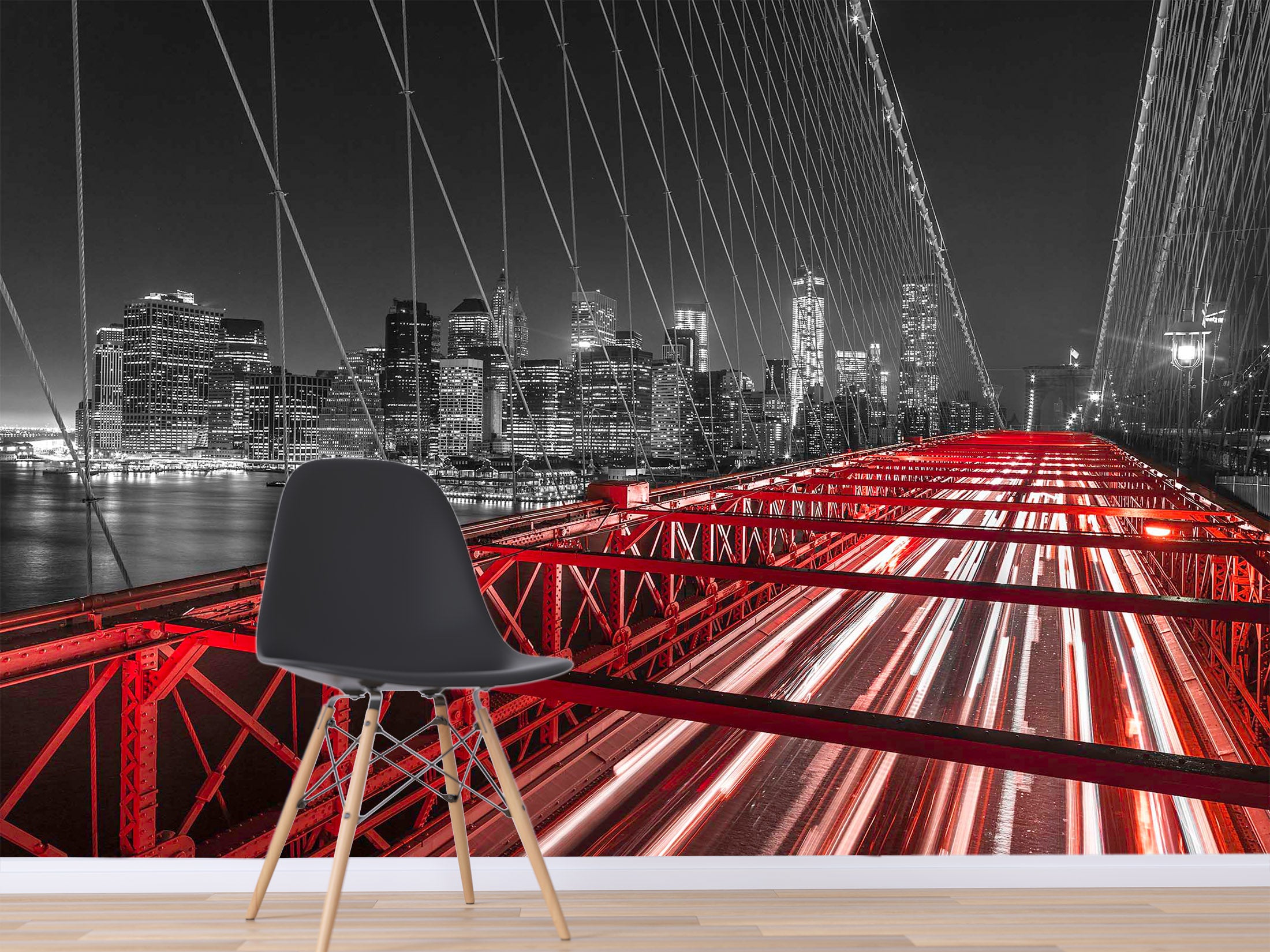 3D Red Bridge 1418 Assaf Frank Wall Mural Wall Murals