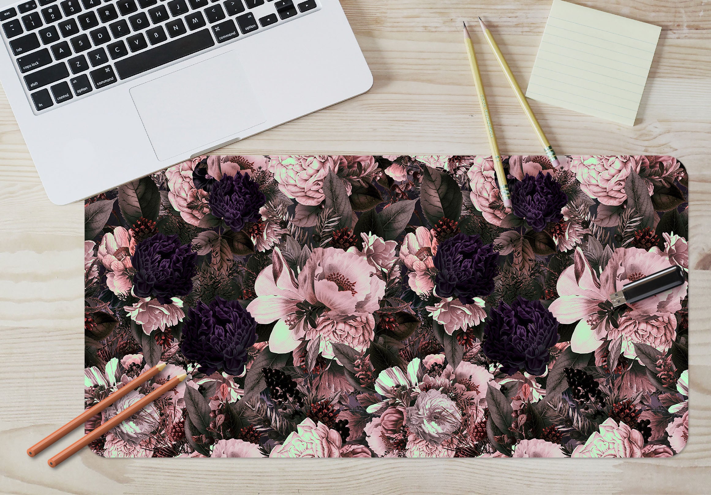 3D Dark Flowers Pattern 120206 Uta Naumann Desk Mat