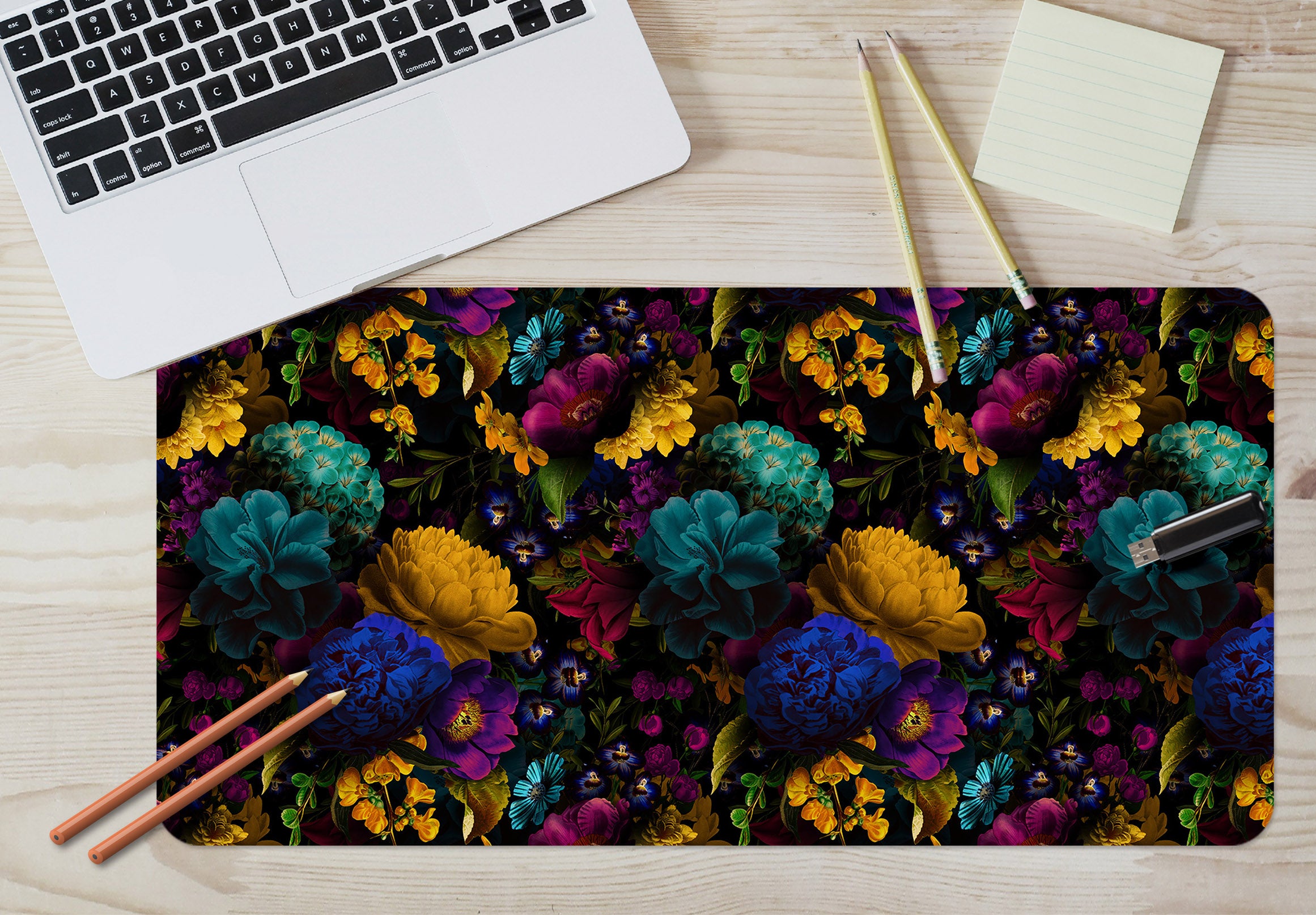 3D Colorful Flowers 120142 Uta Naumann Desk Mat