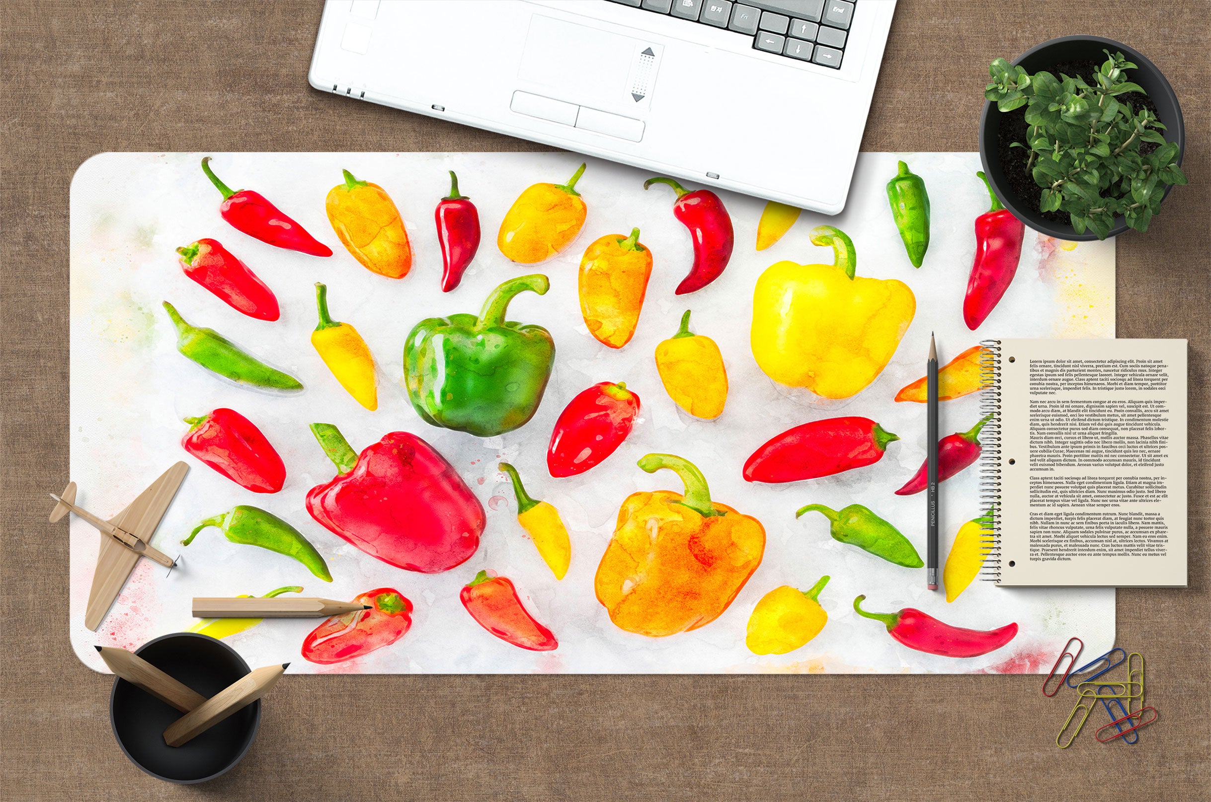 3D Colorful Peppers 12402 Assaf Frank Desk Mat