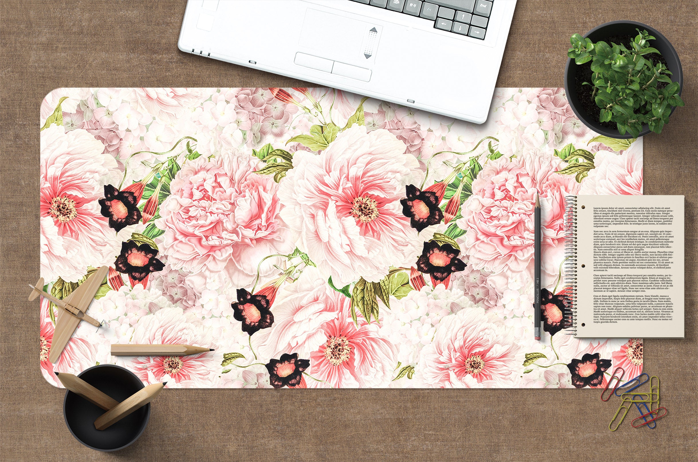 3D Pink Flowers 120170 Uta Naumann Desk Mat