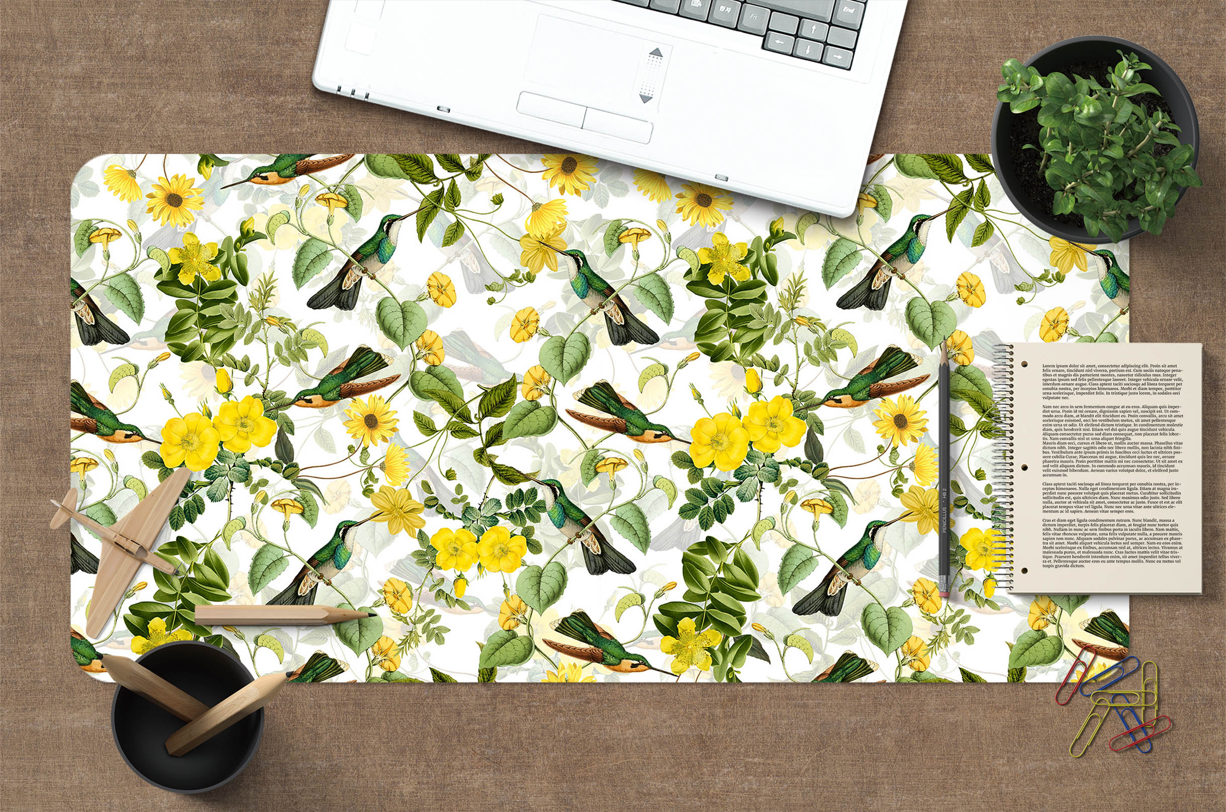 3D Yellow Flower Branch 120209 Uta Naumann Desk Mat