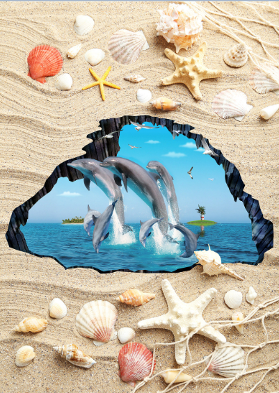 3D Dancing Dolphins Floor Mural Wallpaper AJ Wallpaper 2 