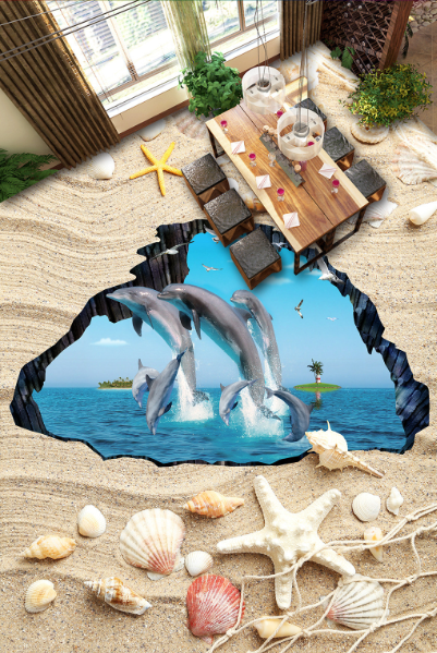 3D Dancing Dolphins Floor Mural Wallpaper AJ Wallpaper 2 