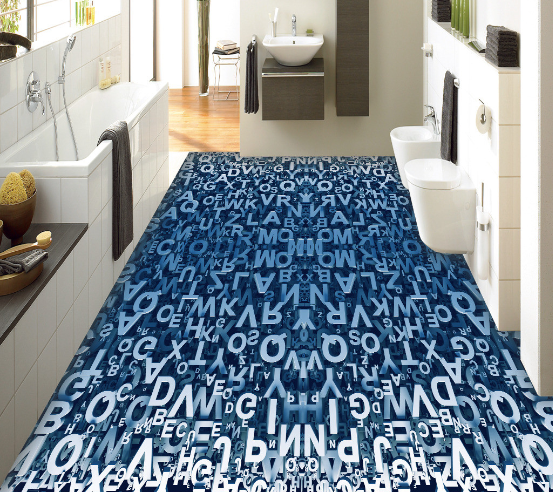 3D Blue Letters 094 Floor Mural Wallpaper AJ Wallpaper 2 