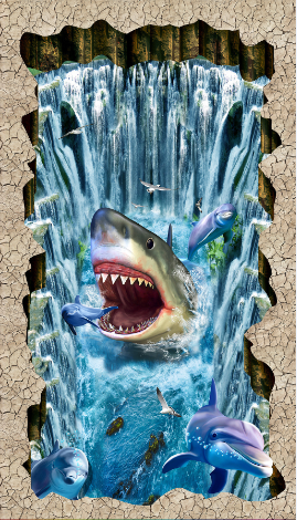 3D Shark And Dolphins Floor Mural Wallpaper AJ Wallpaper 2 