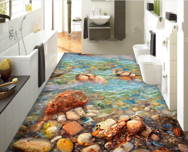 3D Small River Rocks 251 Floor Mural  Wallpaper Murals Rug & Mat Print Epoxy waterproof bath floor