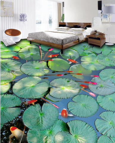 3D Lotus Leaf 035 Floor Mural Wallpaper AJ Wallpaper 2 