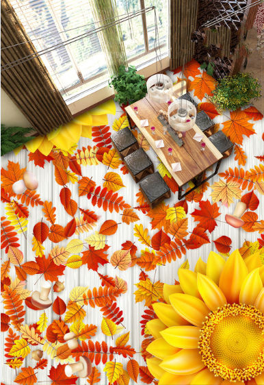 3D Blossoms And Leaves Floor Mural Wallpaper AJ Wallpaper 2 