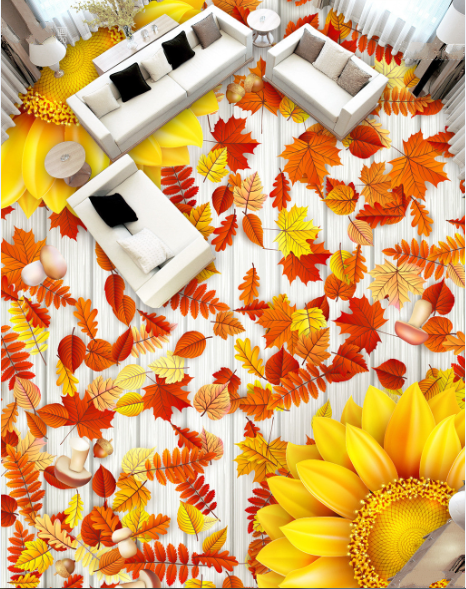 3D Blossoms And Leaves Floor Mural Wallpaper AJ Wallpaper 2 