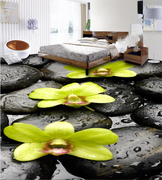 3D Three Flowers Floor Mural Wallpaper AJ Wallpaper 2 