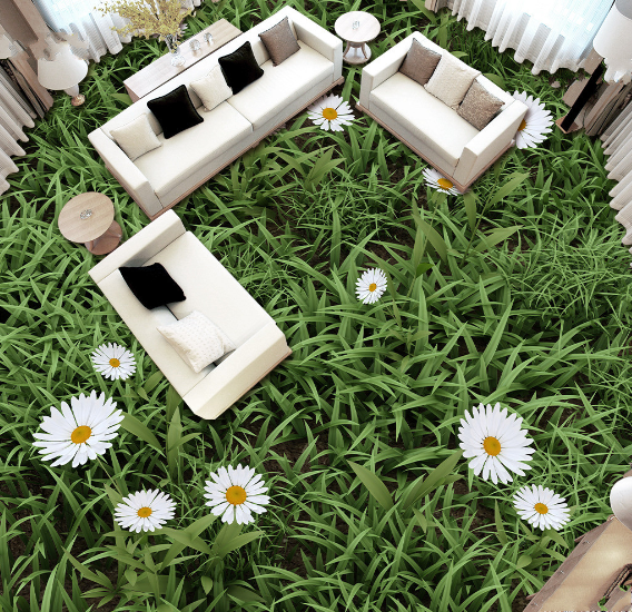 3D Grassland White Flowers Floor Mural Wallpaper AJ Wallpaper 2 