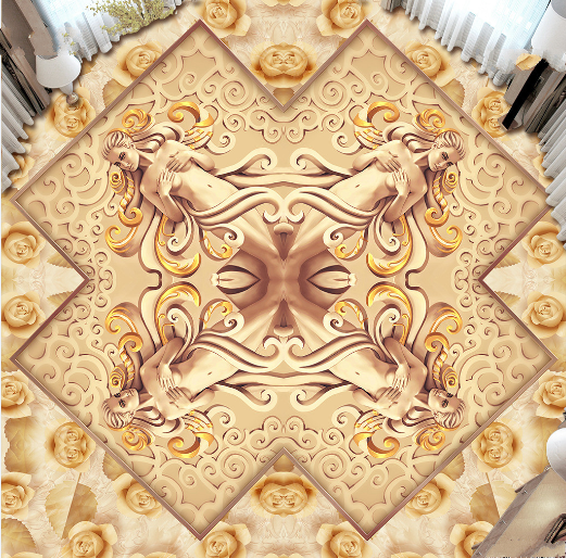 3D Statue Pattern Floor Mural Wallpaper AJ Wallpaper 2 