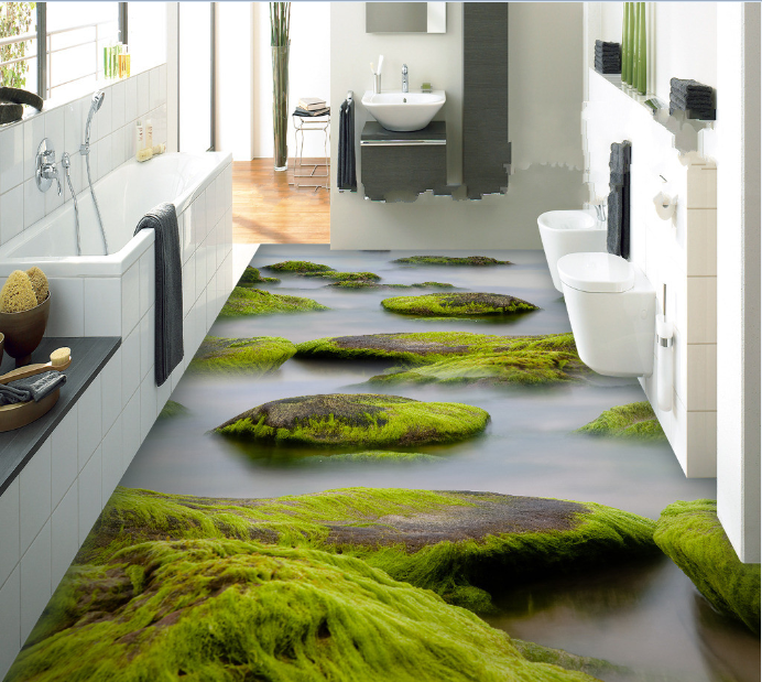 3D Moss Rocks 463 Floor Mural  Wallpaper Murals Rug & Mat Print Epoxy waterproof bath floor