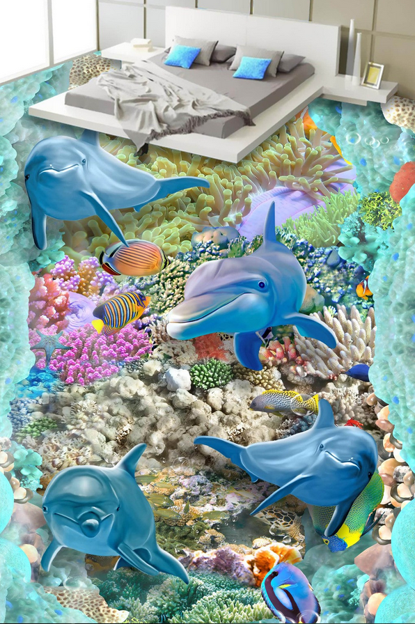 3D Dazzling Ocean Floor Mural Wallpaper AJ Wallpaper 2 