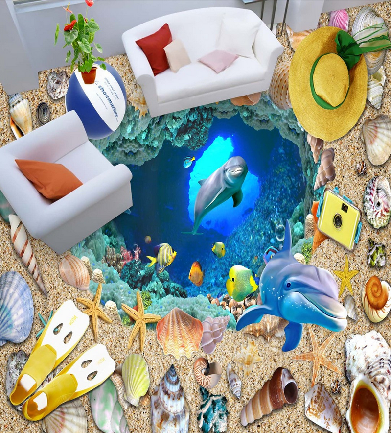 3D Ocean Beach Hole Floor Mural Wallpaper AJ Wallpaper 2 