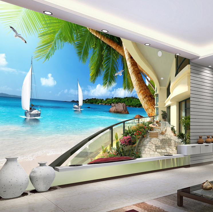 Modern Balcony Beach Wallpaper AJ Wallpaper 