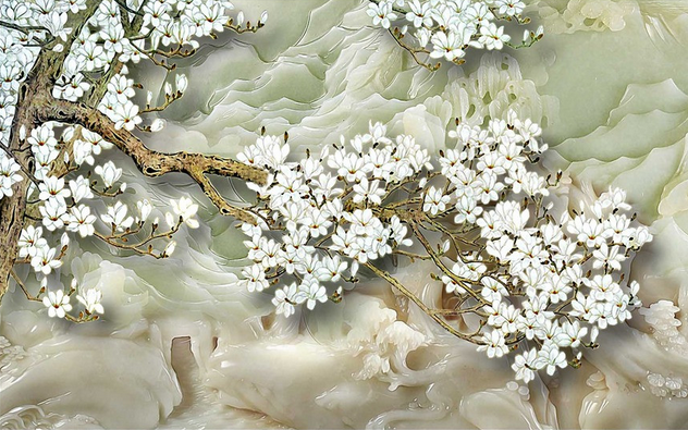 White Flowers Tree Wallpaper AJ Wallpaper 