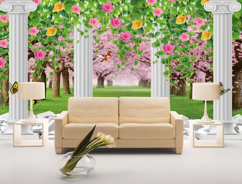 Pillars And Flowers Trees Wallpaper AJ Wallpaper 