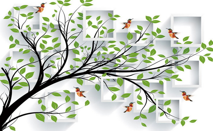 Birds Around Tree Wallpaper AJ Wallpaper 