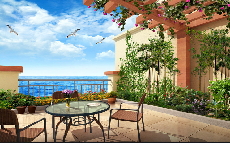 Luxurious Big Balcony Wallpaper AJ Wallpaper 