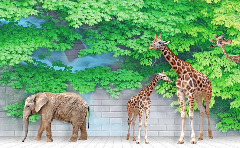 Giraffes And Elephant Wallpaper AJ Wallpaper 2 