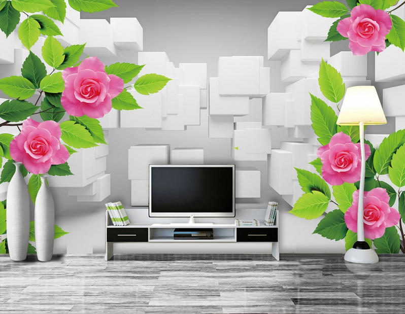 Flowers And Cubes Wallpaper AJ Wallpaper 