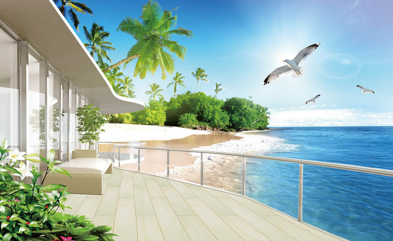 Balcony Ocean Scenery Wallpaper AJ Wallpaper 