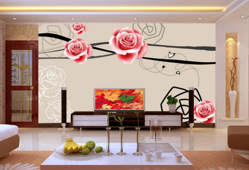 3D Line Rose 077 Wallpaper AJ Wallpaper 