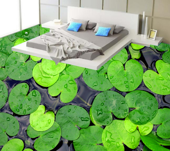 3D Lotus Leaf 165 Floor Mural Wallpaper AJ Wallpaper 2 