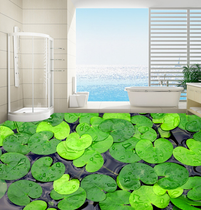 3D Lotus Leaf 165 Floor Mural Wallpaper AJ Wallpaper 2 