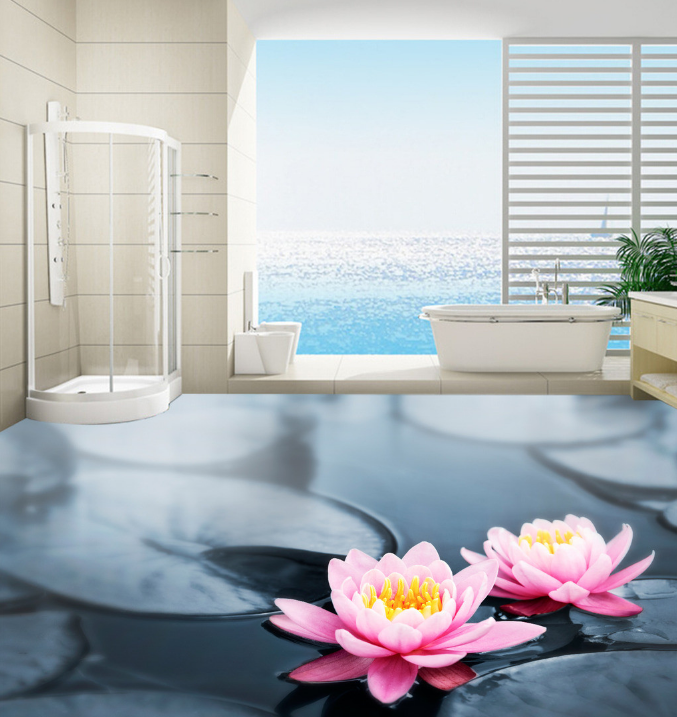 3D Small Lotus Flowers 144 Floor Mural Wallpaper AJ Wallpaper 2 