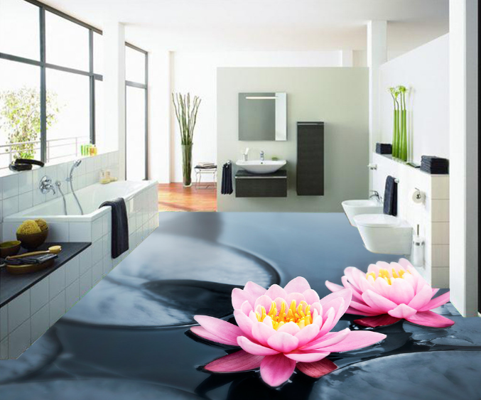 3D Small Lotus Flowers 144 Floor Mural Wallpaper AJ Wallpaper 2 