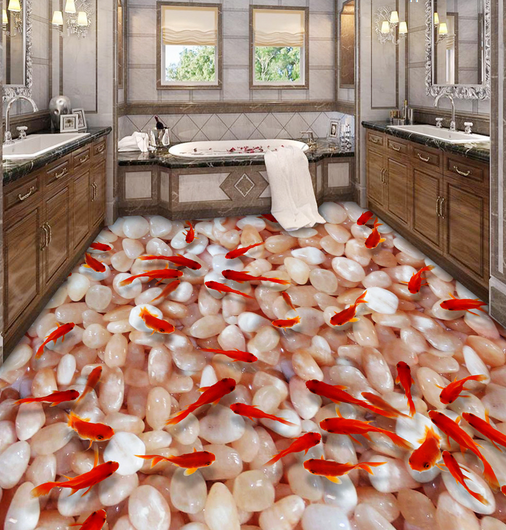 3D Red Fish 035 Floor Mural Wallpaper AJ Wallpaper 2 