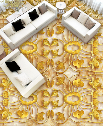 3D Gold Leaves 006 Floor Mural Wallpaper AJ Wallpaper 2 
