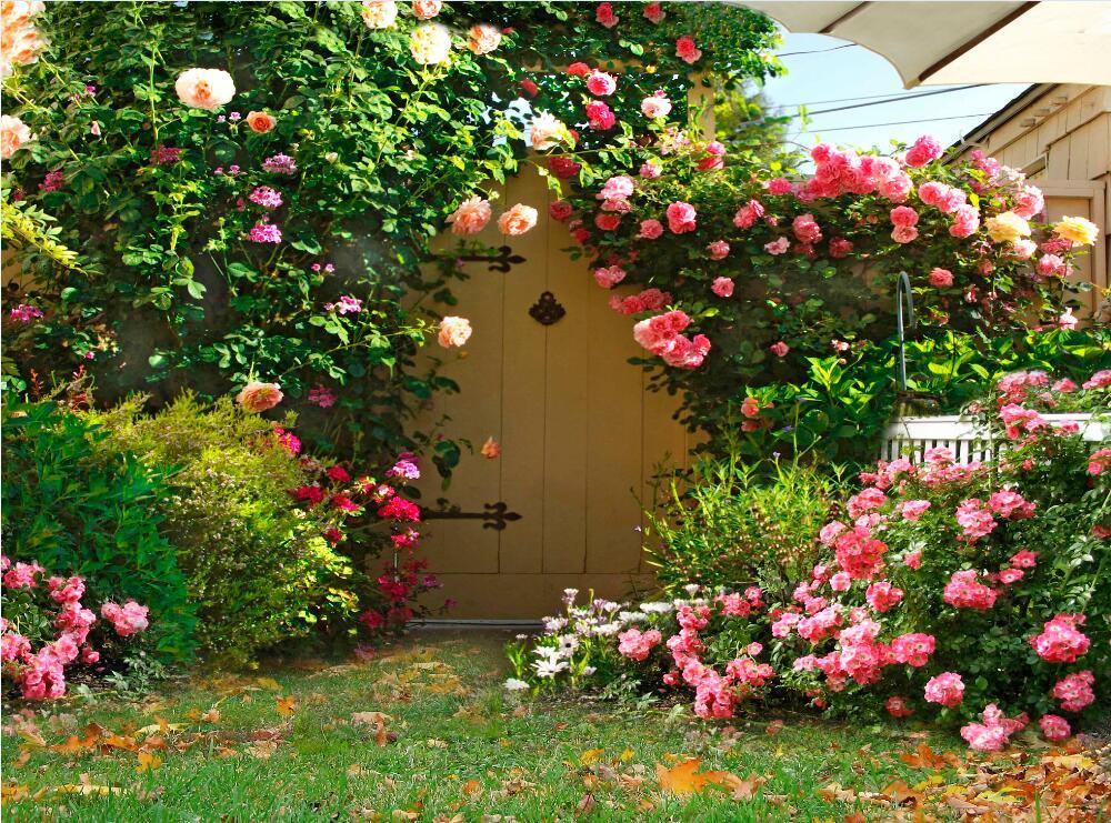 3D Courtyard Flowers 105 Garage Door Mural Wallpaper AJ Wallpaper 