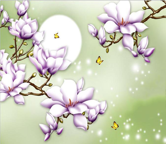 Bright Moon And Purple Flower 66 Wallpaper AJ Wallpaper 1 