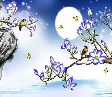 Night Sky With Bright Moon And Flower Wallpaper AJ Wallpaper 1 