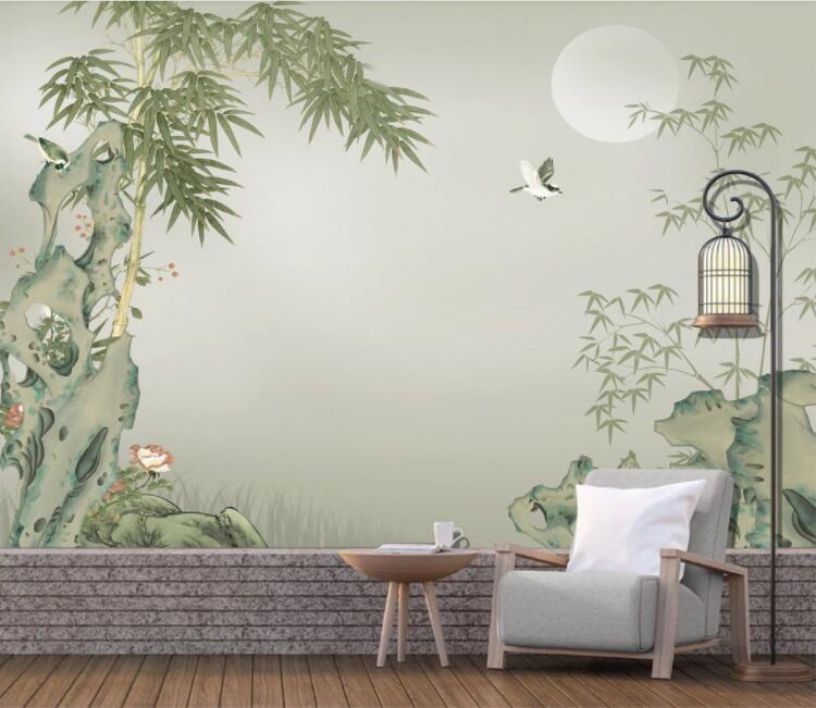 3D Bamboo Stones WC2494 Wall Murals