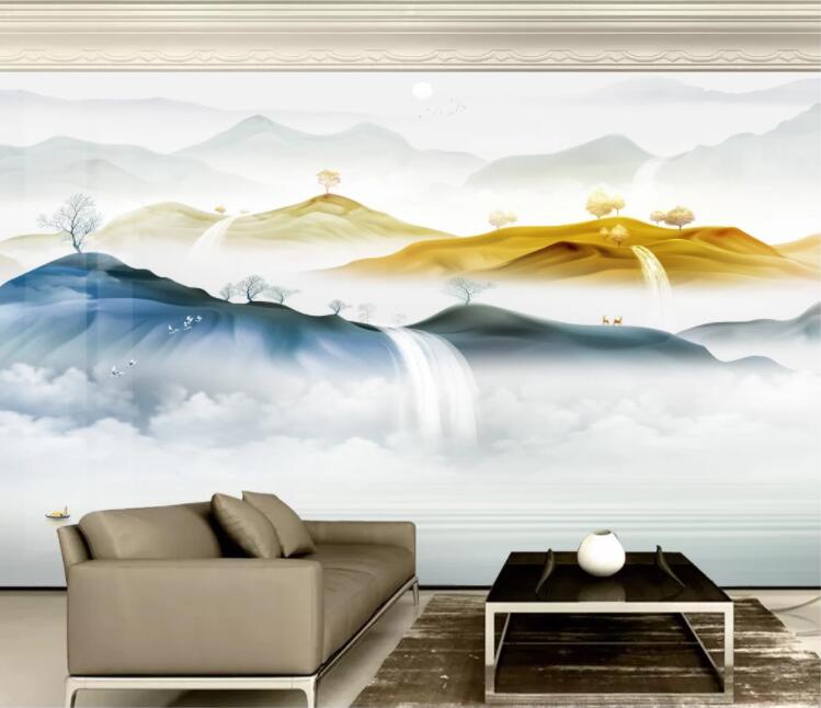 3D Tree Waterfall WC2639 Wall Murals