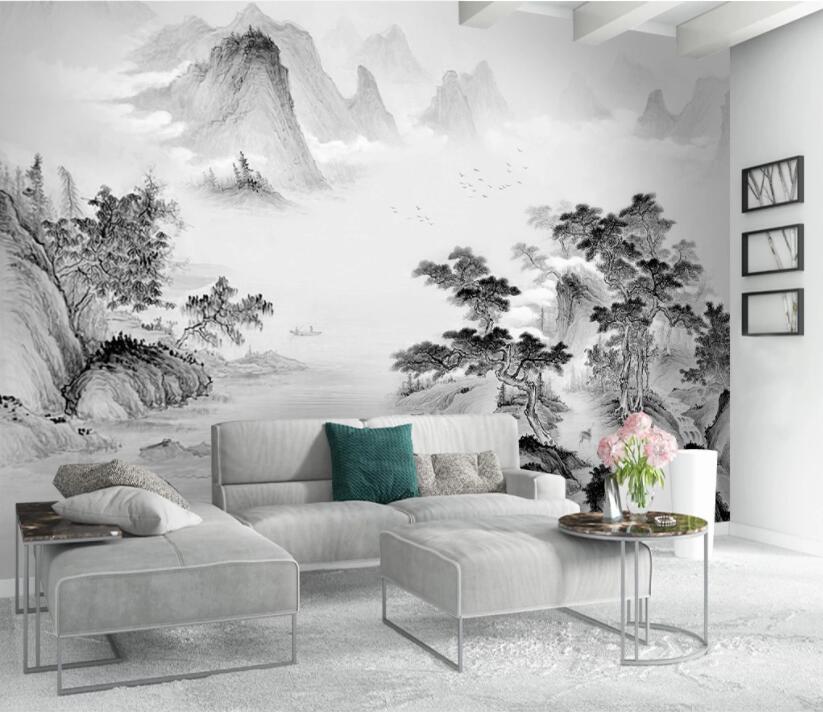 3D Tree Mountain WC2638 Wall Murals