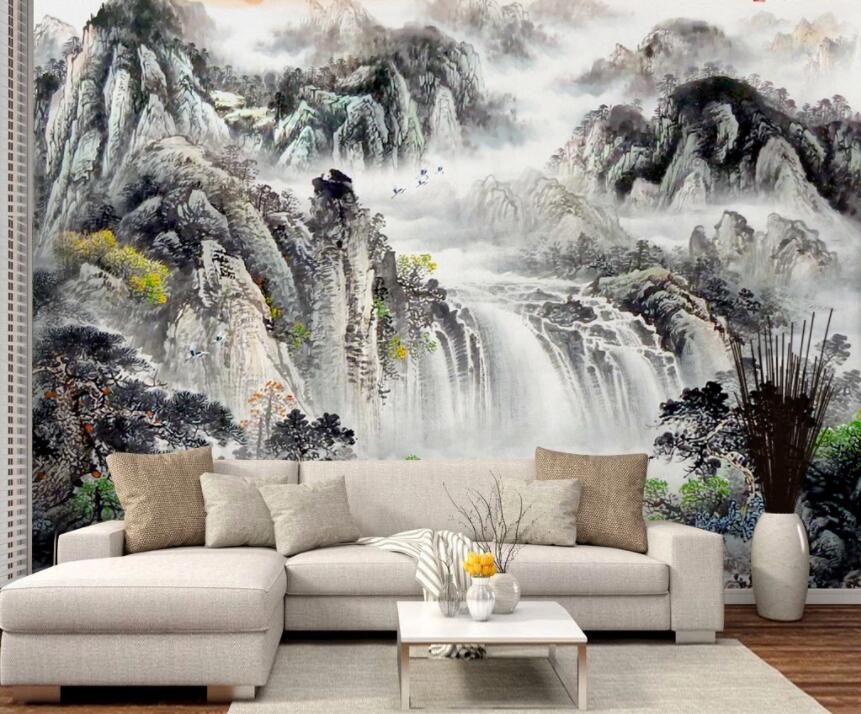 3D Mountain Tree WC2411 Wall Murals