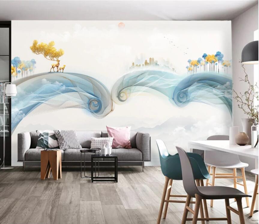 3D Golden Forest WC2163 Wall Murals