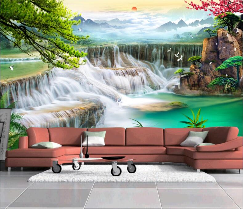 3D Waterfall Lake WC1284 Wall Murals