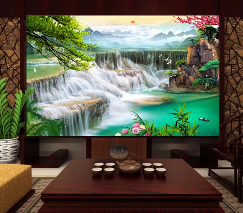 3D Waterfall Lake WC1284 Wall Murals