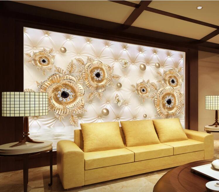 3D Golden Pearl WC358 Wall Murals